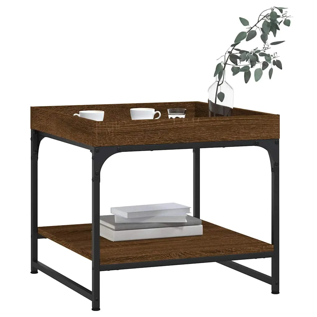 Eleganter Couchtisch 49,5 x 49,5 x 45 cm in Braun Eichen-Optik