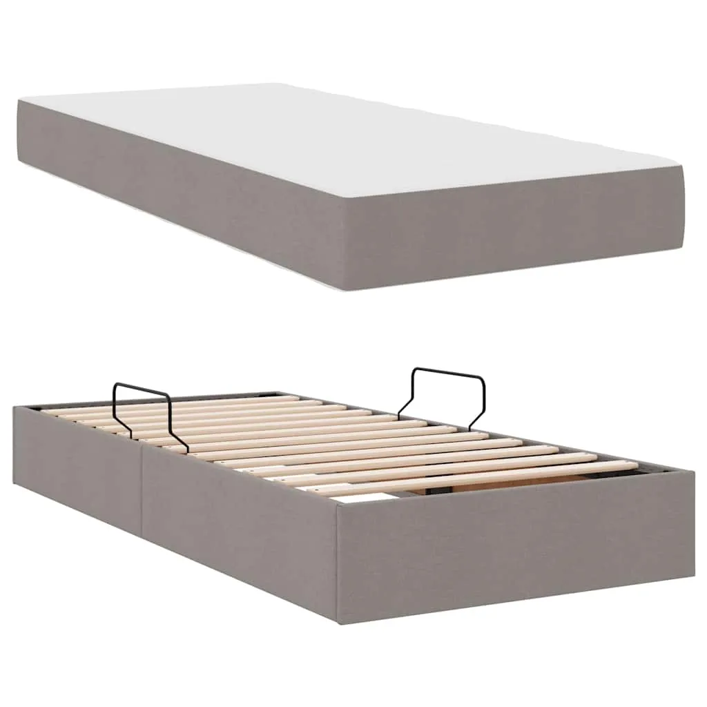 Aufbewahrungsbett mit Matratze 90 x 200 cm Taupe
