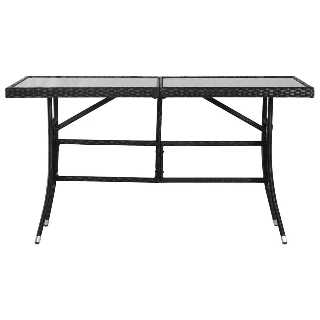 Gartentisch Schwarz 140 x 80 x 74 cm mit Glasplatte