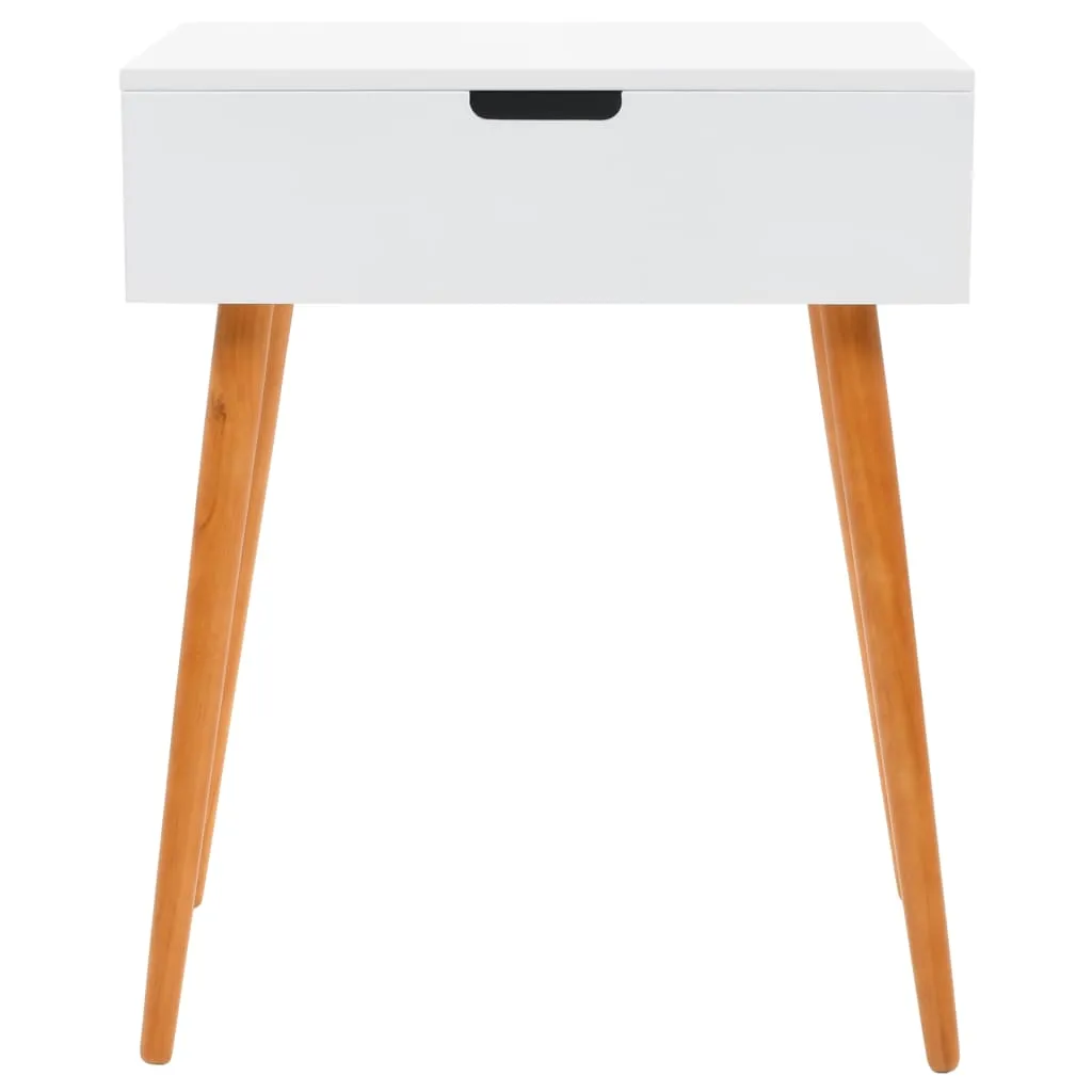 Frisiertisch 60x40x75 cm Weiß mit MDF, Glas und Massivholzbeinen