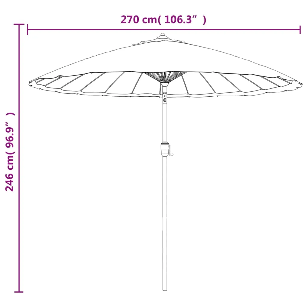 Garten-Sonnenschirm Terrakotta 270x246 cm mit Kurbel und 24 Rippen