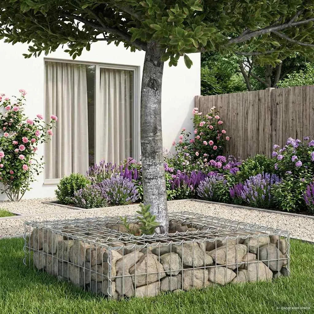 Gabionen Hochbeet Zaunpaneel 80x80x20 cm Silber