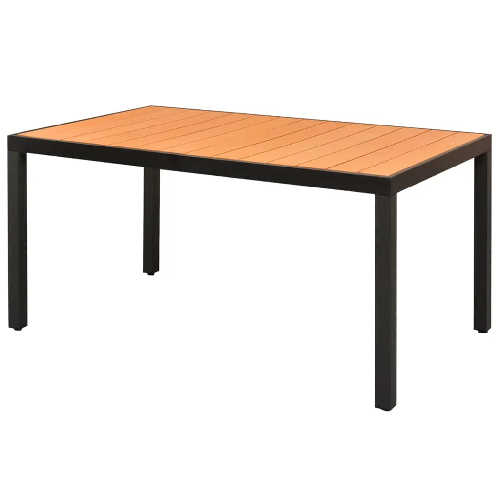 Garten-Essgruppe Tisch 150x90x74 cm Schwarz/Braun, Stühle 54x59x91 cm Schwarz