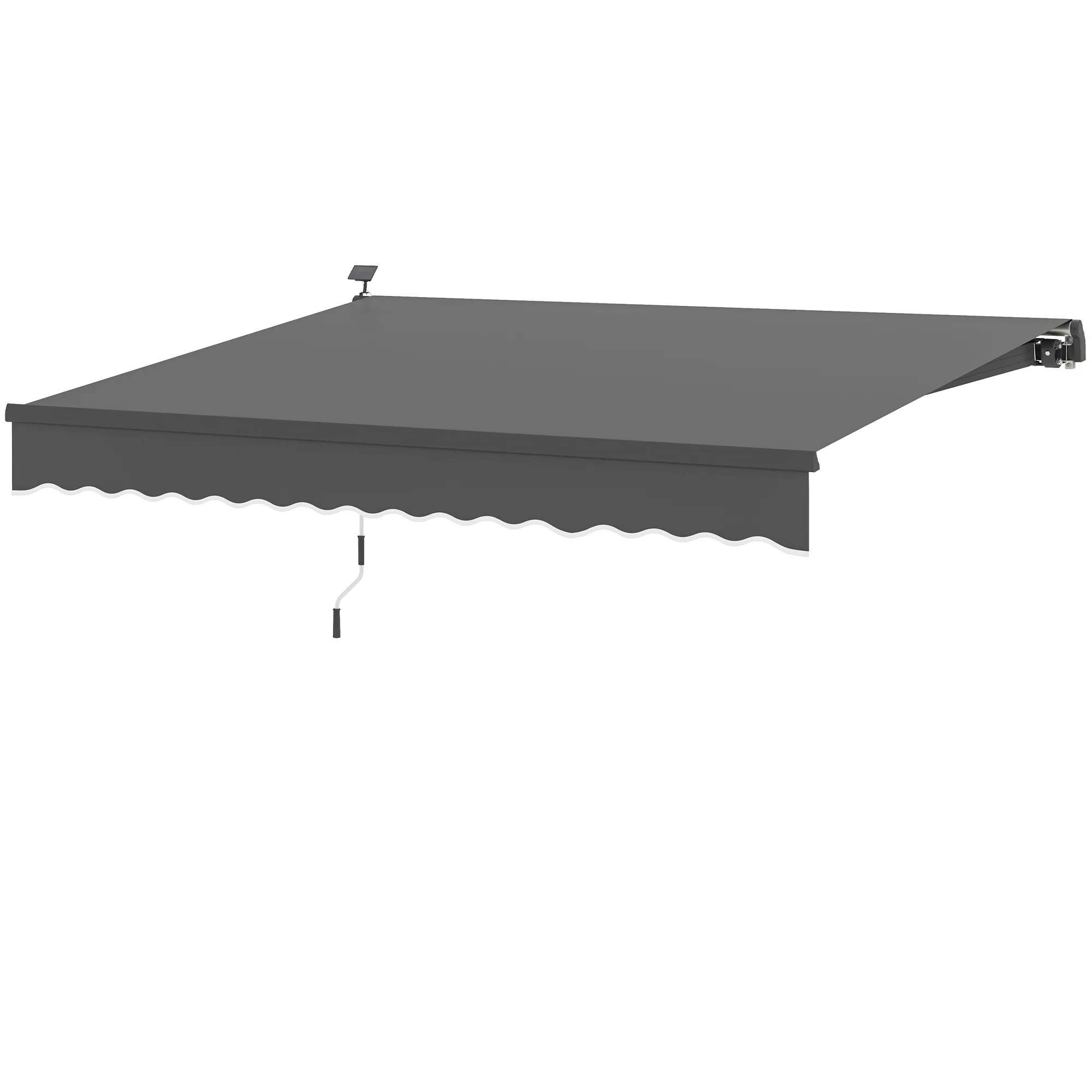 Freistehende Markise 395x300 cm Grau mit LED-Lichtern