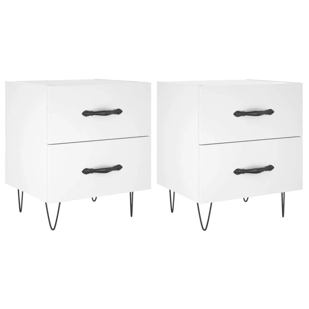 Nachttische 2 Stk. Weiß 40x35x47,5 cm Holzwerkstoff
