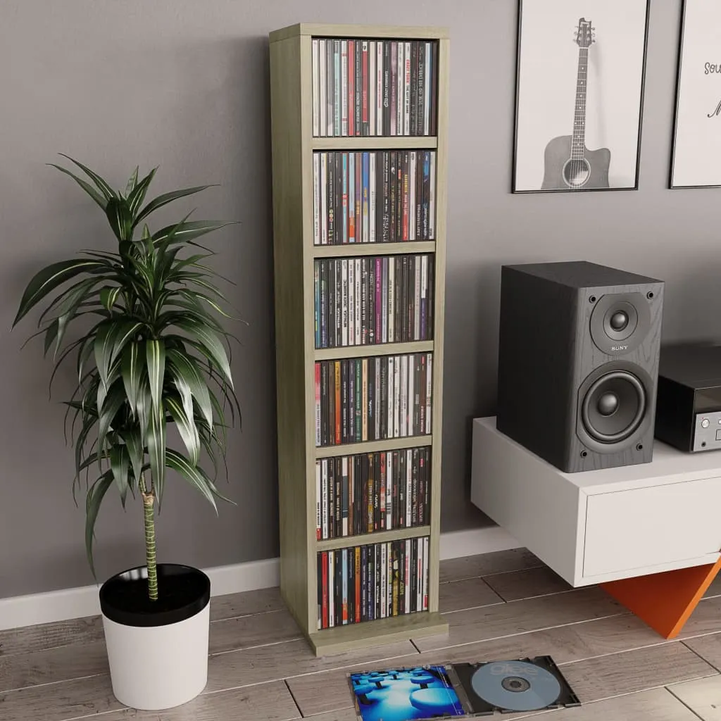 CD-Schrank Sonoma-Eiche 21x20x88 cm aus robustem Massivholz