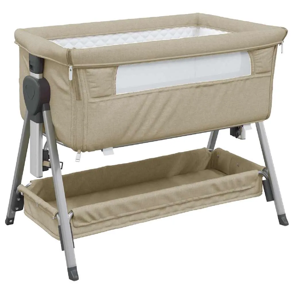 Babybett Taupe 93x56x(70-82) cm mit Matratze und Stauraum