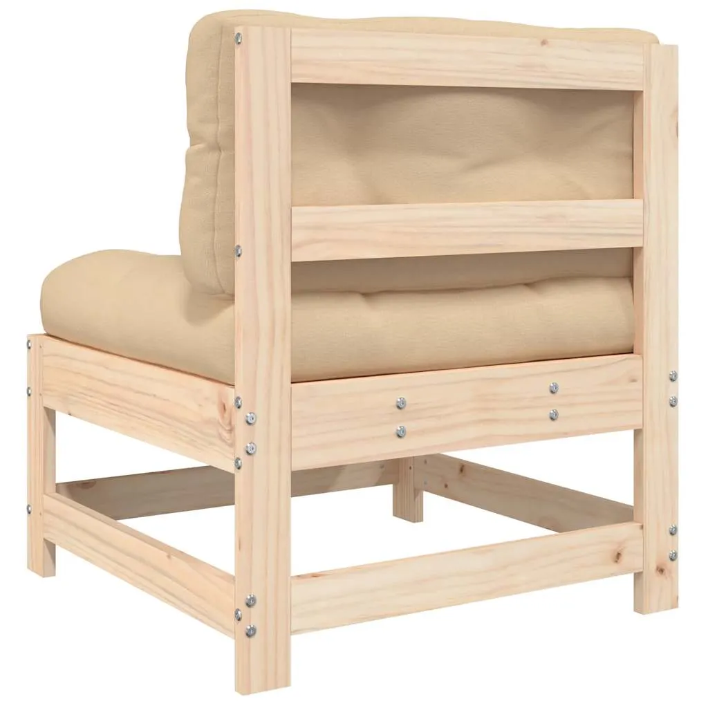 Modulares Gartensofa aus Massivholz, 62 x 62 x 70,5 cm, Beige