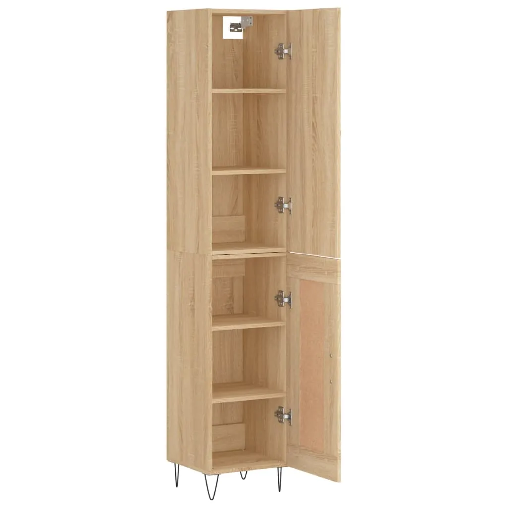 Highboard Sonoma-Eiche 34,5 x 34 x 180 cm aus Holzwerkstoff und Metall