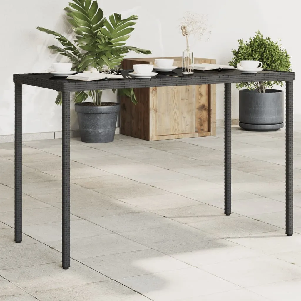 Gartentisch mit Glasplatte 115x54x74 cm Schwarz