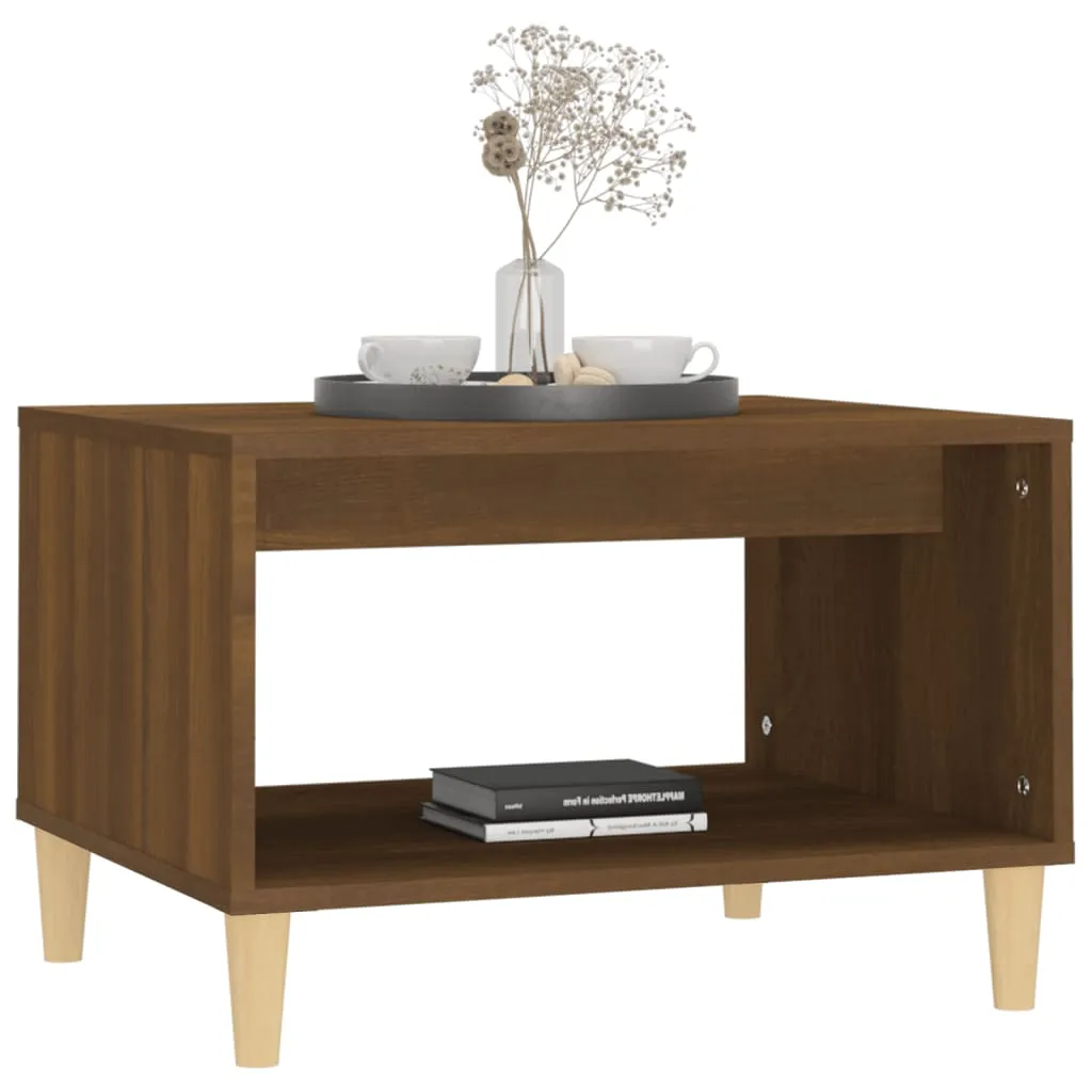 Moderner Couchtisch 60 x 50 x 40 cm Braun Eichen-Optik aus Holzwerkstoff und Massivholz