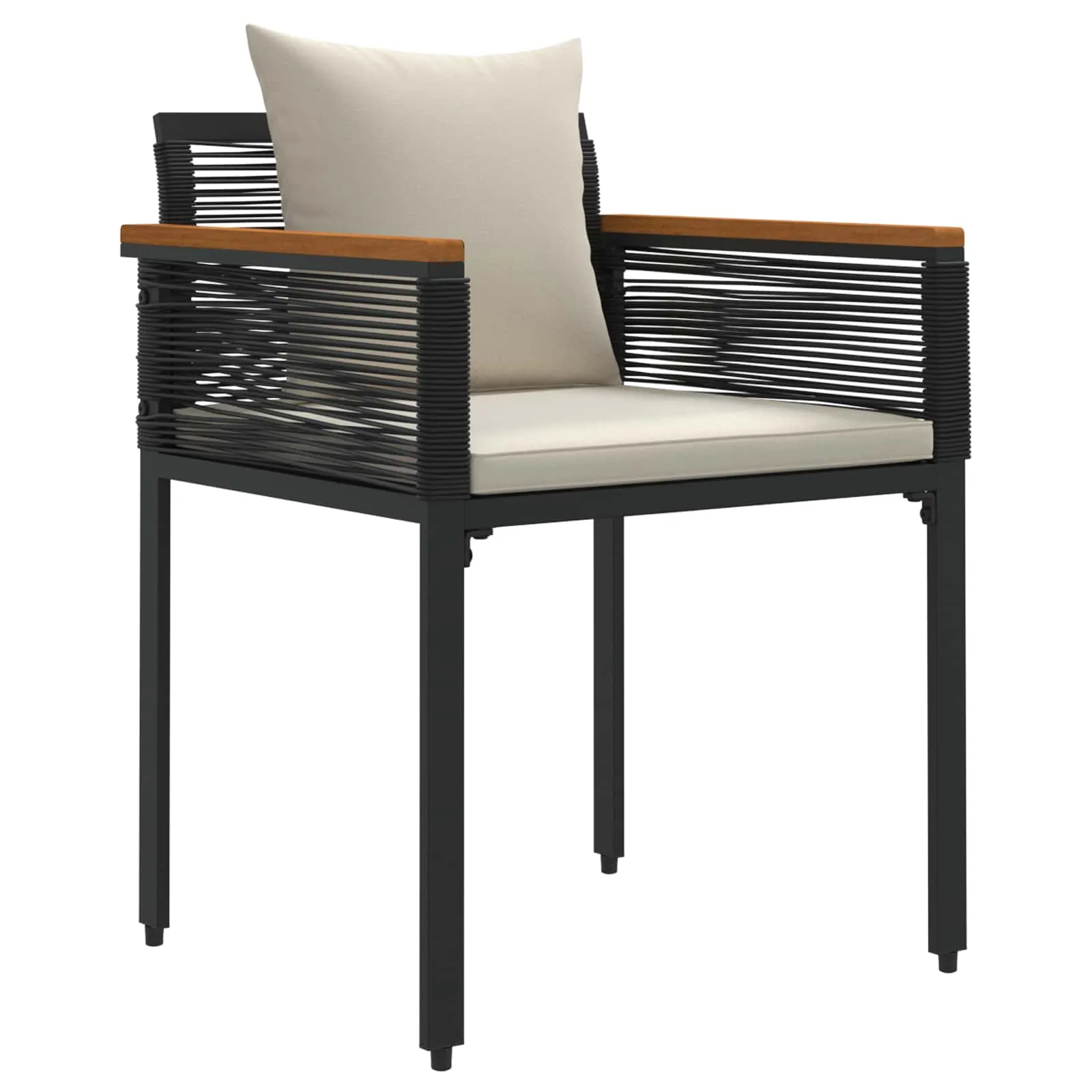 Rustikales Möbelset Schwarz und Cremeweiß 2x Sessel 58x54x74,5 cm
