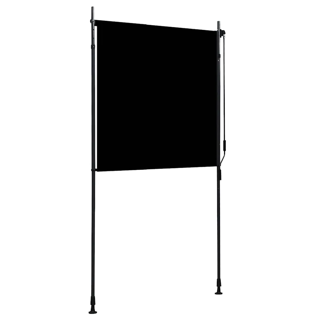 Außenrollo Handkurbel 120x270 cm Anthrazit mit höhenverstellbaren Pfosten