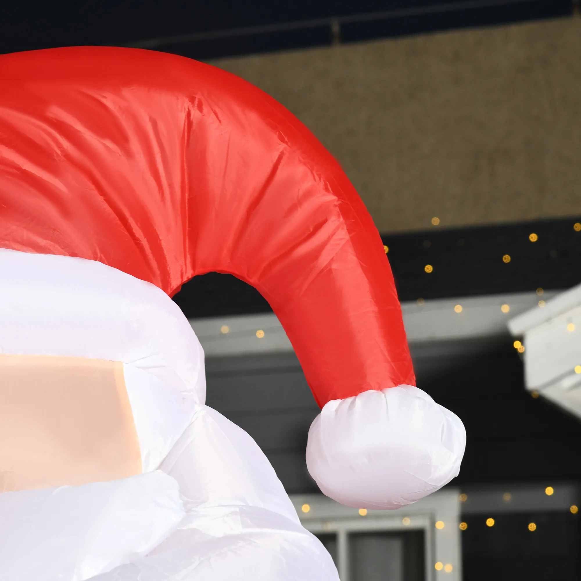 Aufblasbar Weihnachtsdeko, 2,4 m Weihnachtsmann mit LED-Beleuchtung, Zuckerstange