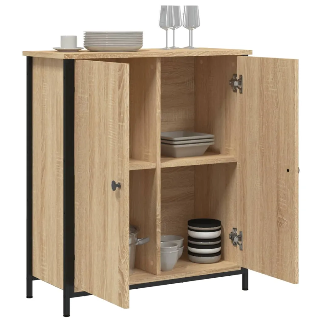 Sideboard 70x30x80 cm Sonoma-Eiche aus Holzwerkstoff und Stahl