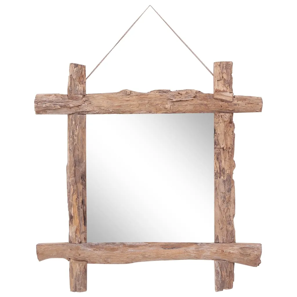 Holzspiegel Natur 70x70 cm Recyceltes Teakholz