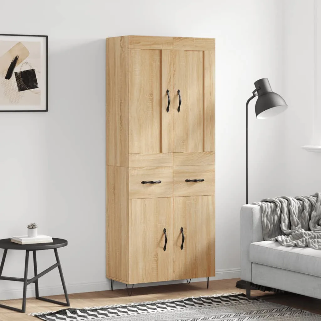 Highboard Sonoma-Eiche 69,5 x 34 x 180 cm aus Holzwerkstoff und Metall