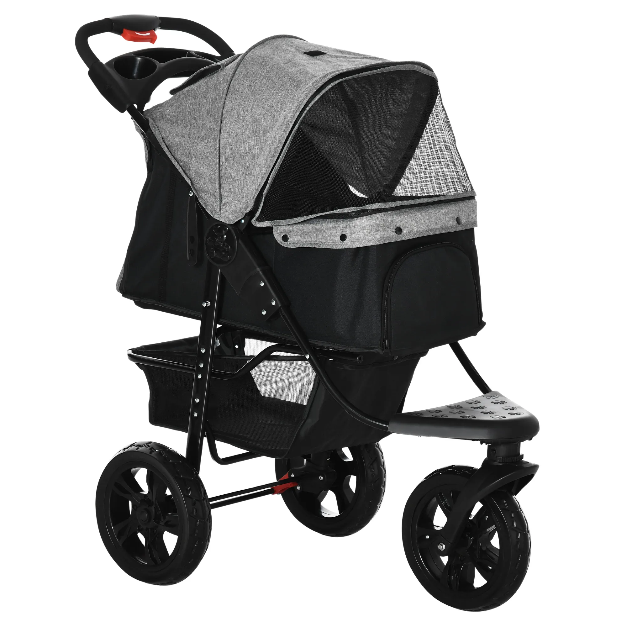 Hundewagen Pet Stroller klappbar aus Oxford-Gewebe Grau+Schwarz