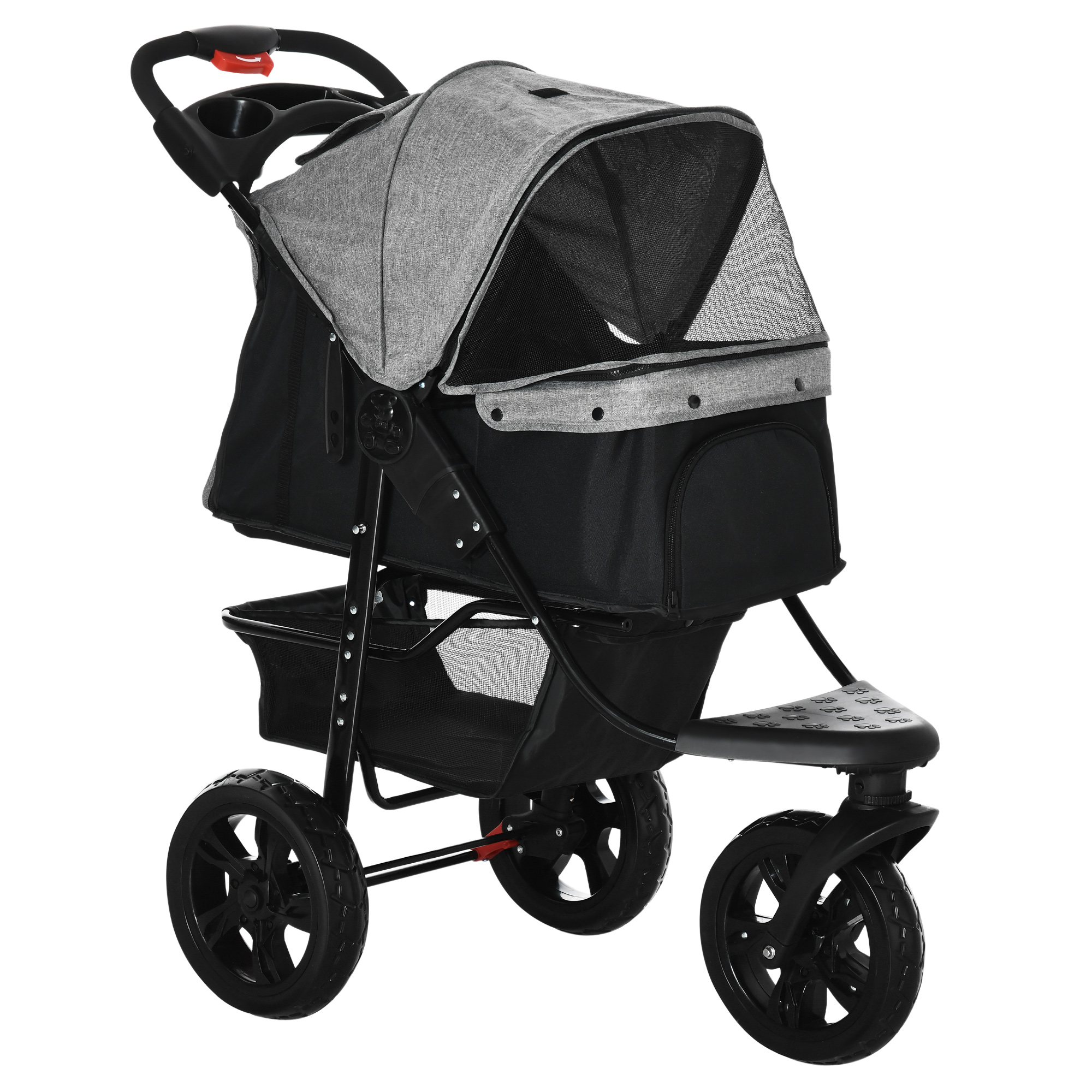 Hundewagen Pet Stroller klappbar aus Oxford-Gewebe Grau+Schwarz