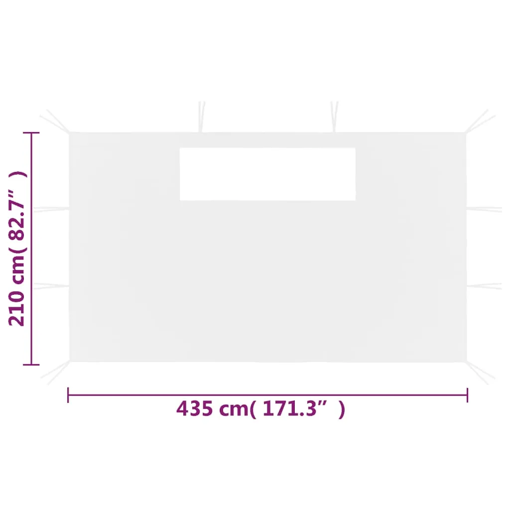 Pavillon-Seitenwand-Set Weiß 435x210 cm & 290x210 cm mit PVC-Fenster