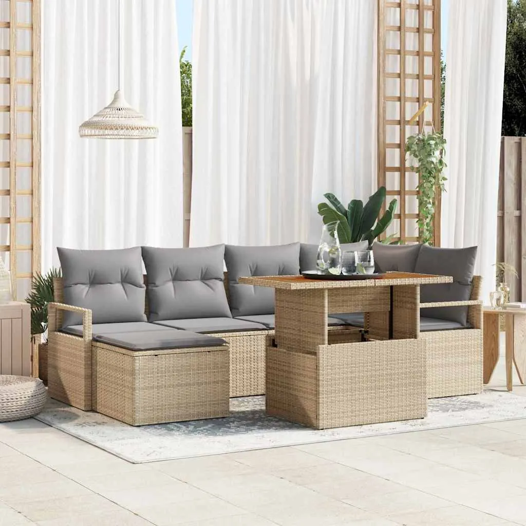 Modulares Garten-Dining-Set 55x55 cm in Beige und Grau mit Echtholz