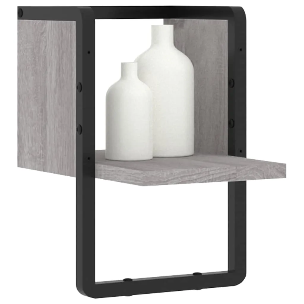 Wandregal aus Holzwerkstoff und Metall 20 x 25 x 30 cm Grau Sonoma