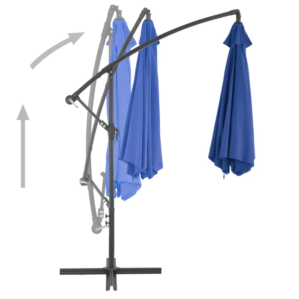 Eleganter blauer Sonnenschirm 300x244 cm mit stabilem Metallgestell