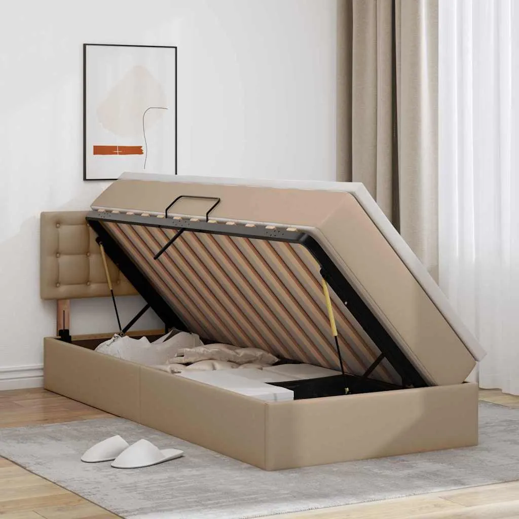 Aufbewahrungsbett mit Matratze 90 x 200 cm Cappuccino