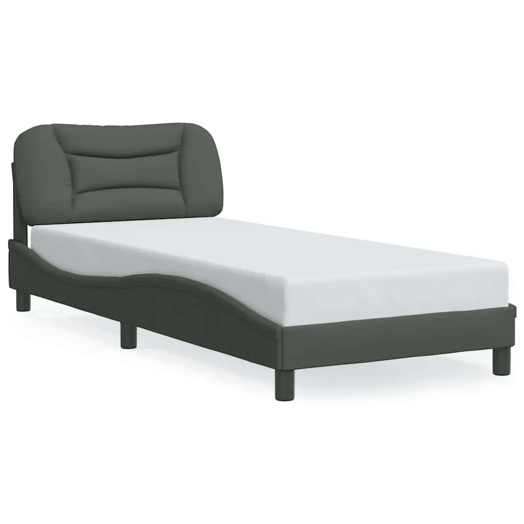 Bettrahmen mit Kopfteil Stoff Dunkelgrau 218x95x74,5 cm