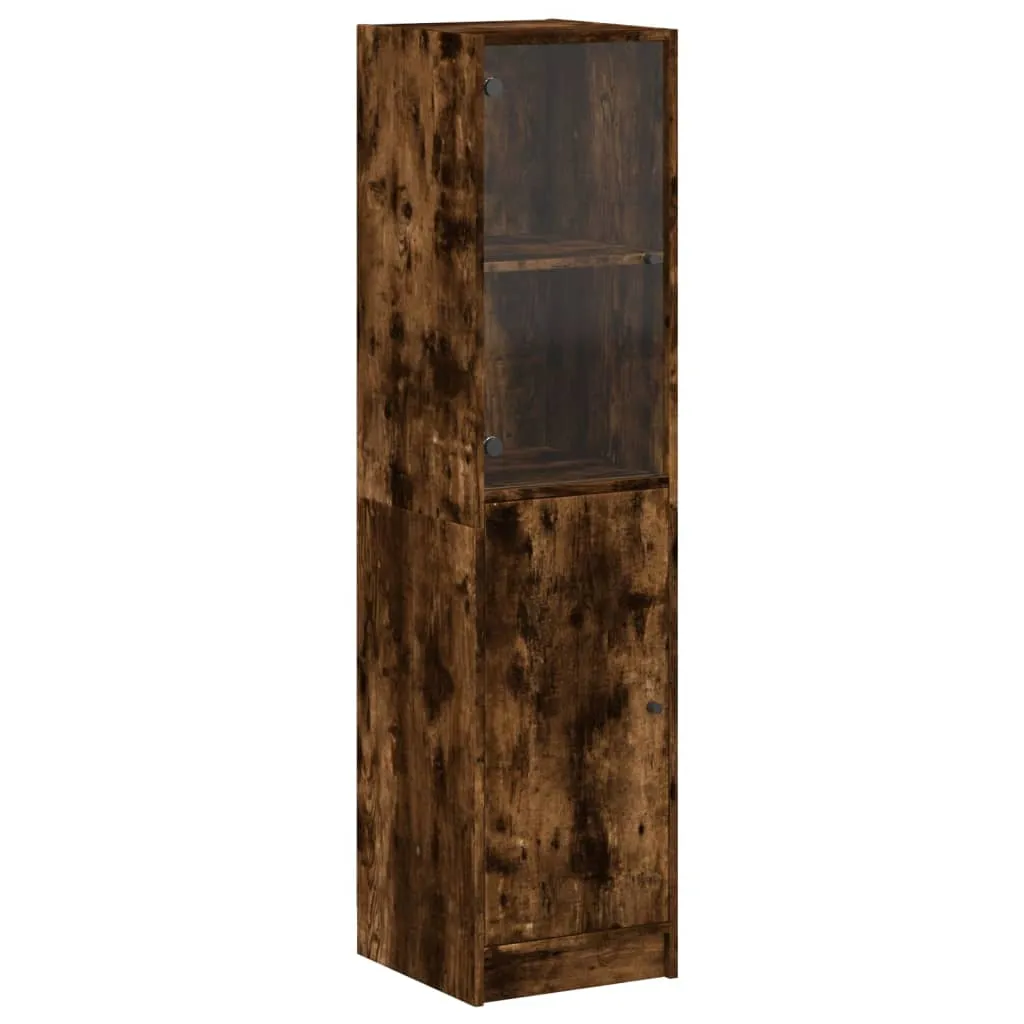 Highboard 35 x 37 x 142 cm in Räuchereiche mit Glasfront