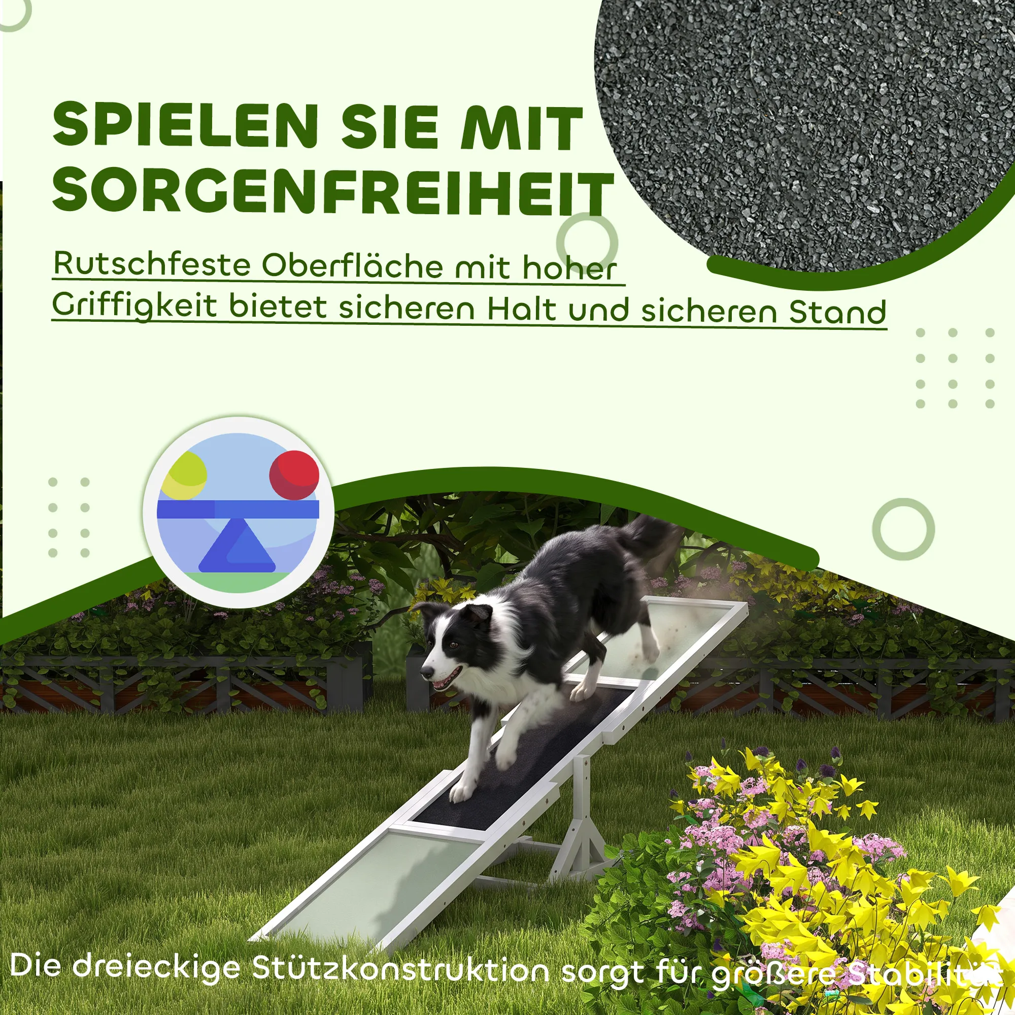 Hundewippe für Agility Training aus Tannenholz, 180x30x30 cm