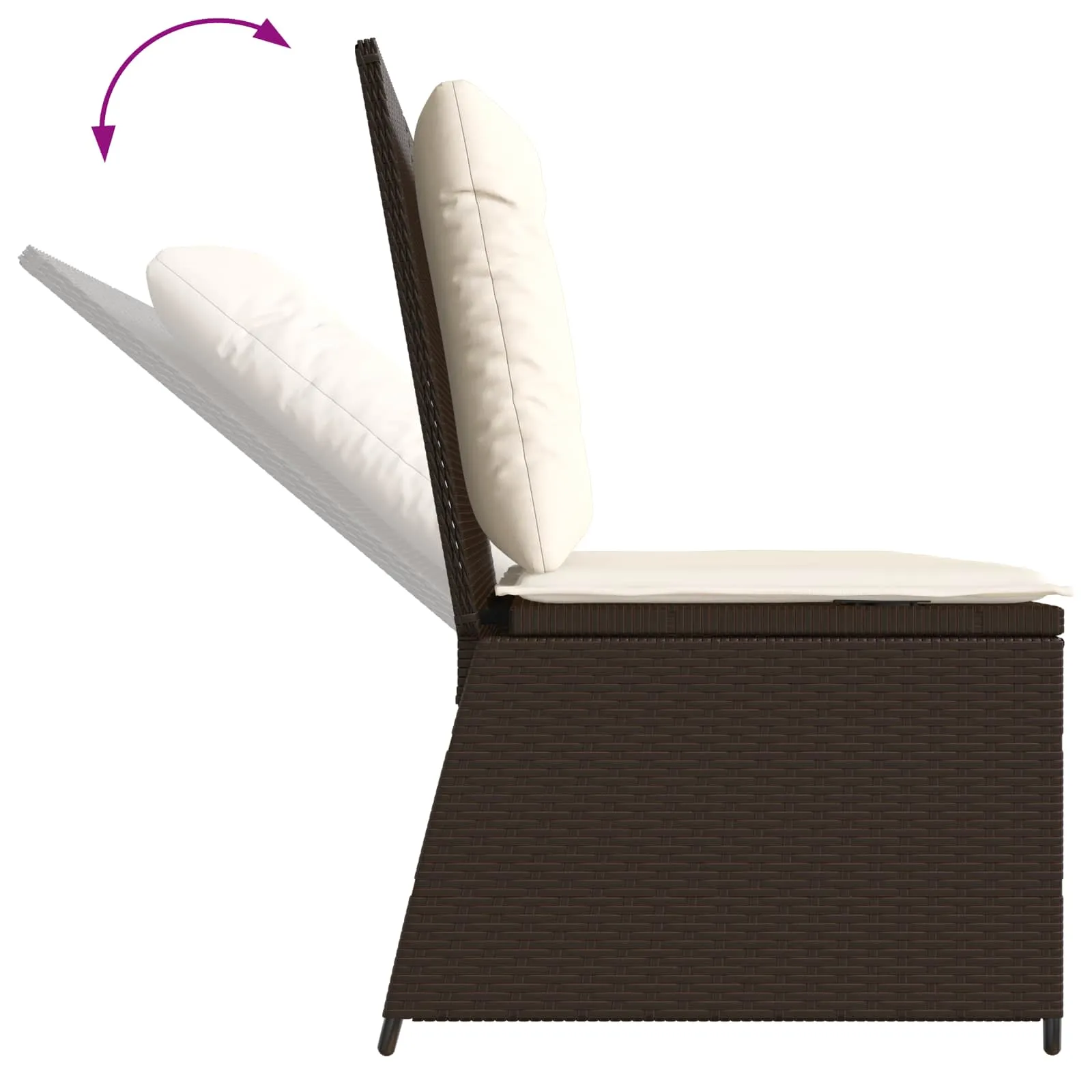 Reclining Gartenbank Poly-Rattan 110x67x95 cm Braun