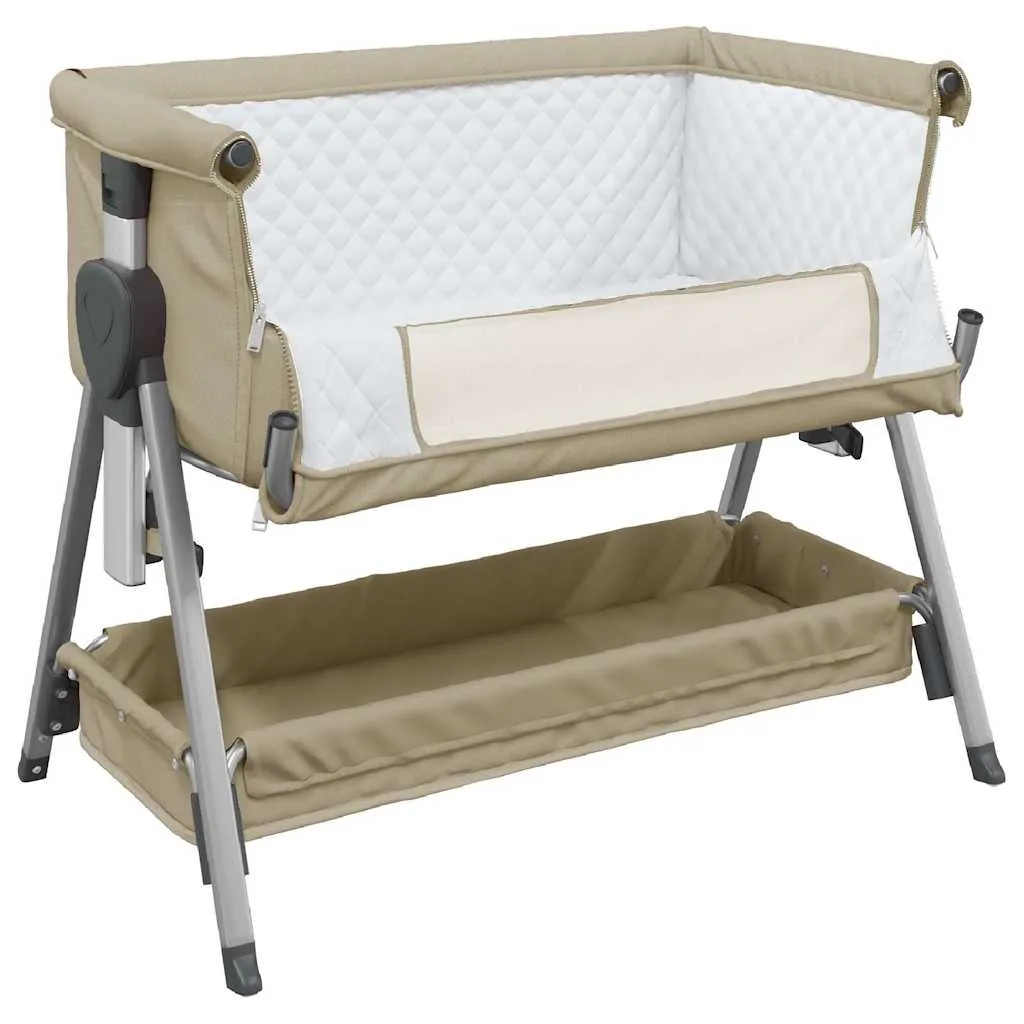 Babybett Taupe 93x56x(70-82) cm mit Matratze und Stauraum