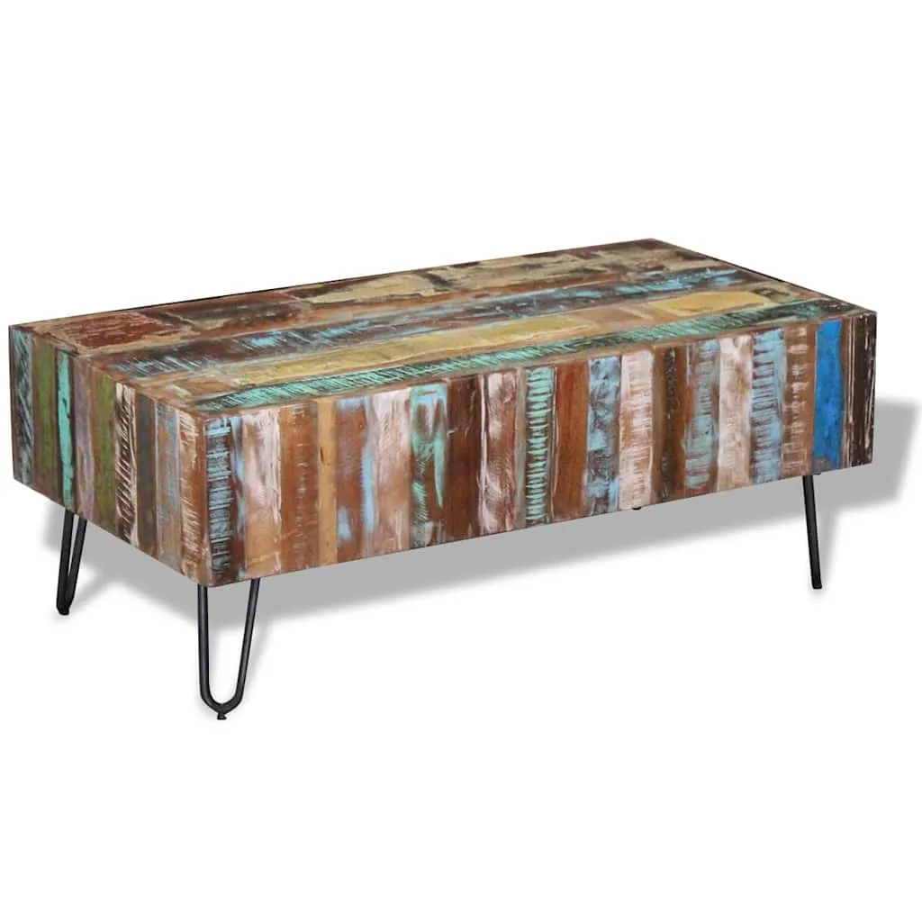Antik Couchtisch aus Massivholz 100 x 50 x 38 cm, Mehrfarbig