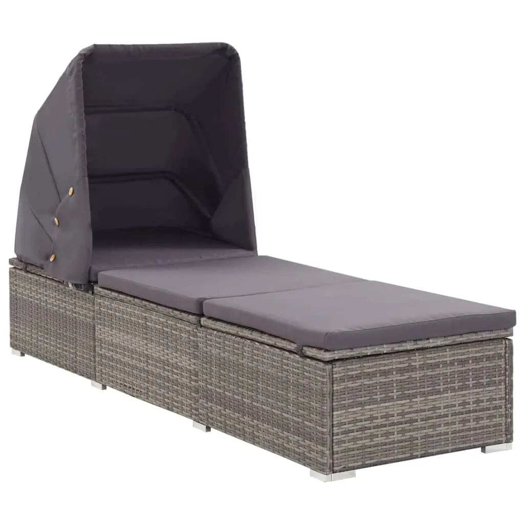 Sonnenliege aus PE-Rattan 195x60x110 cm in Grau