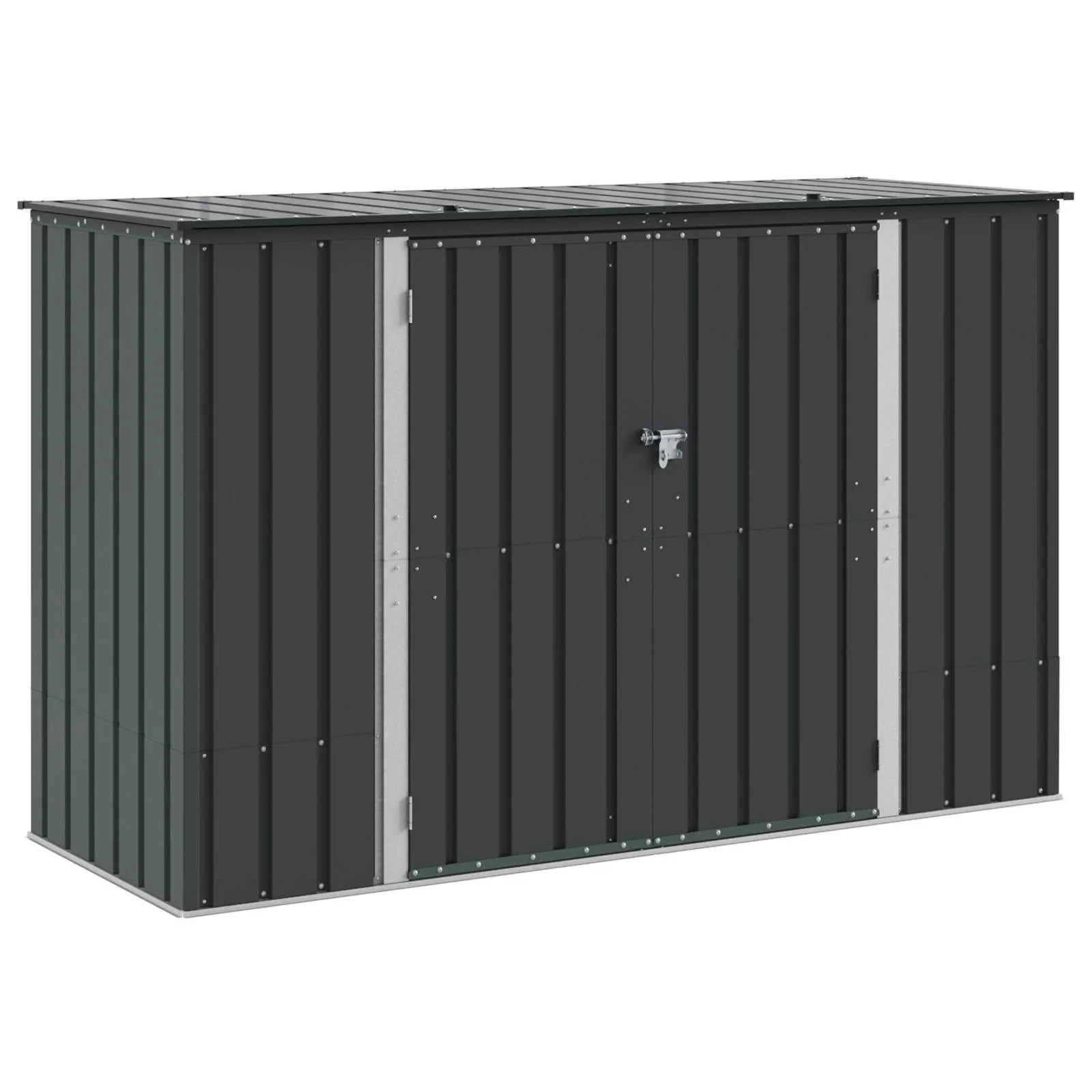 Abschließbare Gartenlagerbox 214x82x132 cm Schwarz aus Stahl