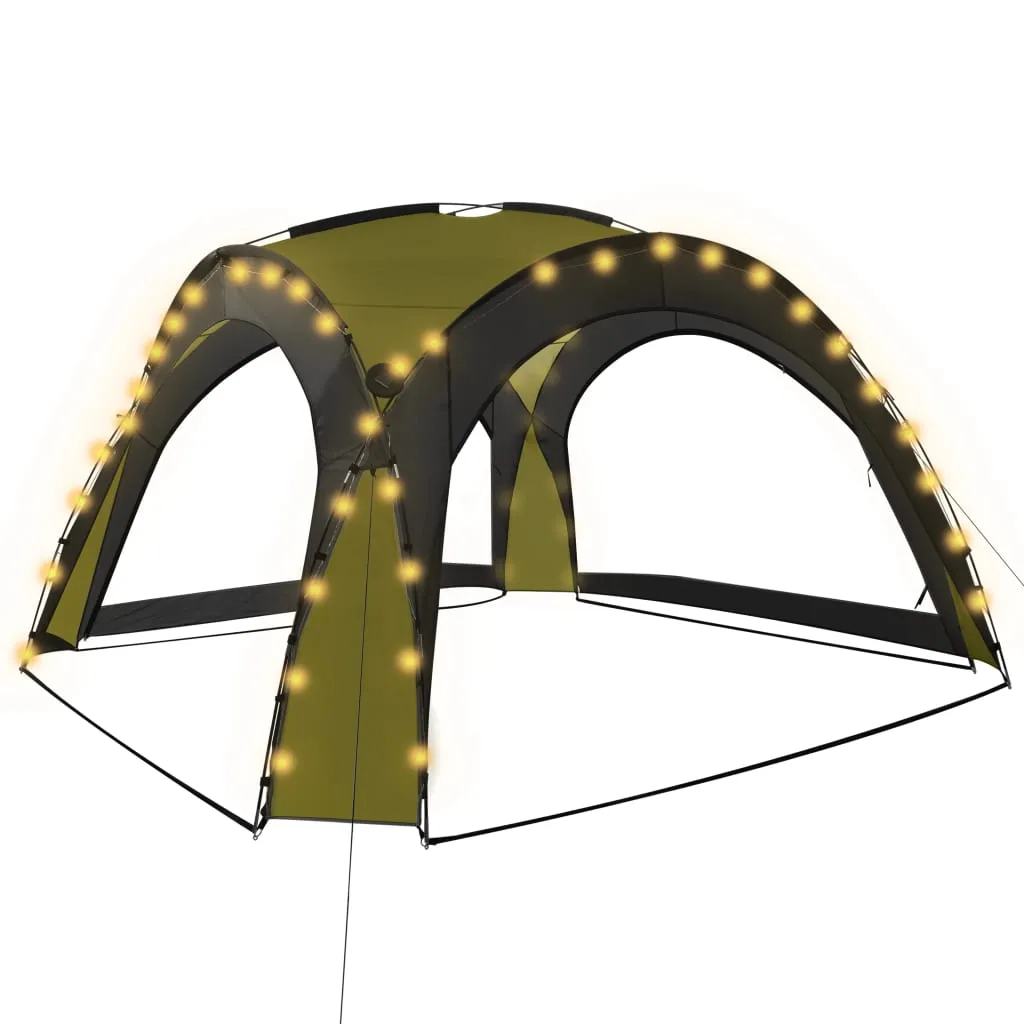 Grünes Partyzelt 3,6 x 3,6 x 2,3 m mit UV-Schutz und LED-Beleuchtung