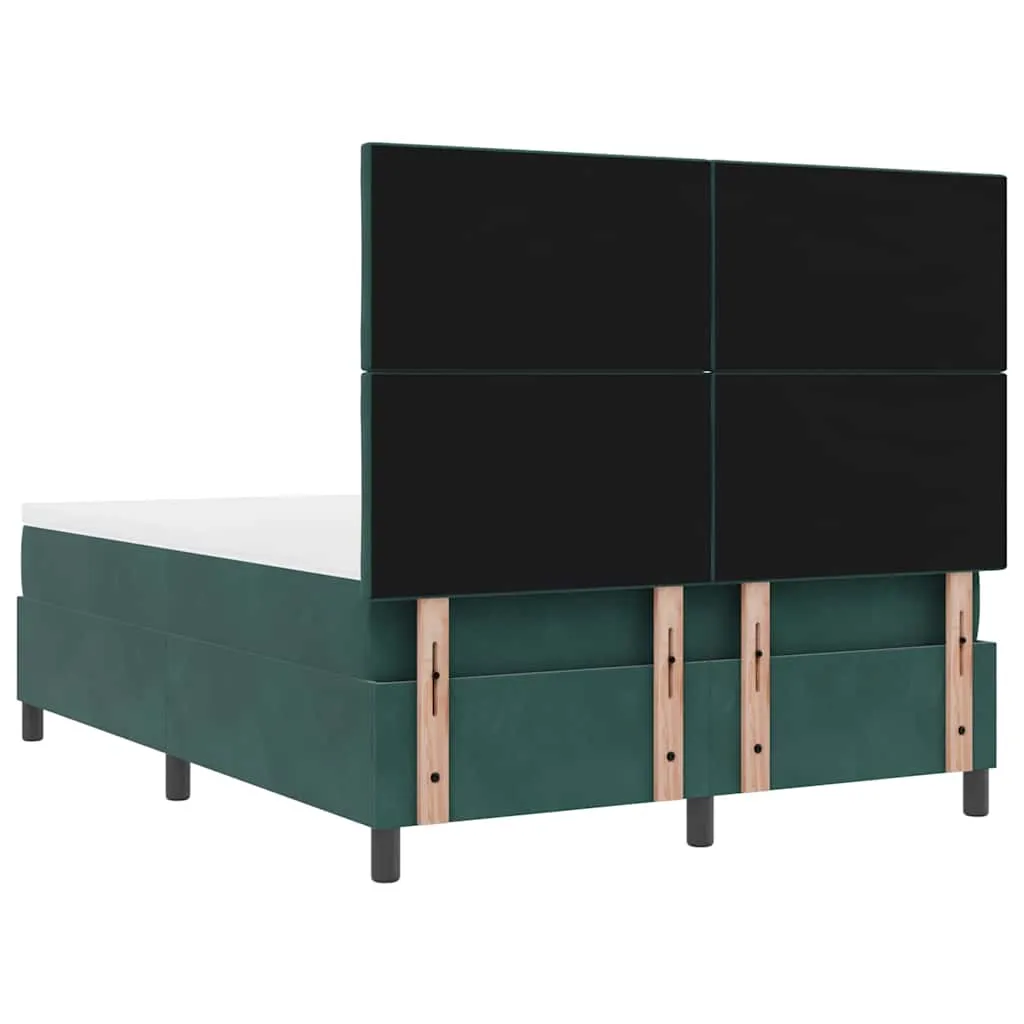Boxspringbett 140x190 cm Kiefernholz Dunkelgrün verstellbares Kopfteil