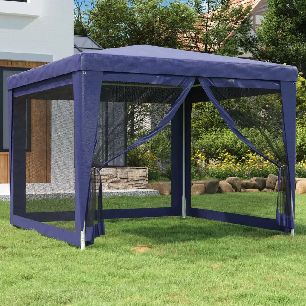 Blaues Partyzelt 300x300x246 cm mit robustem Eisenrahmen und Mesh-Seitenwänden