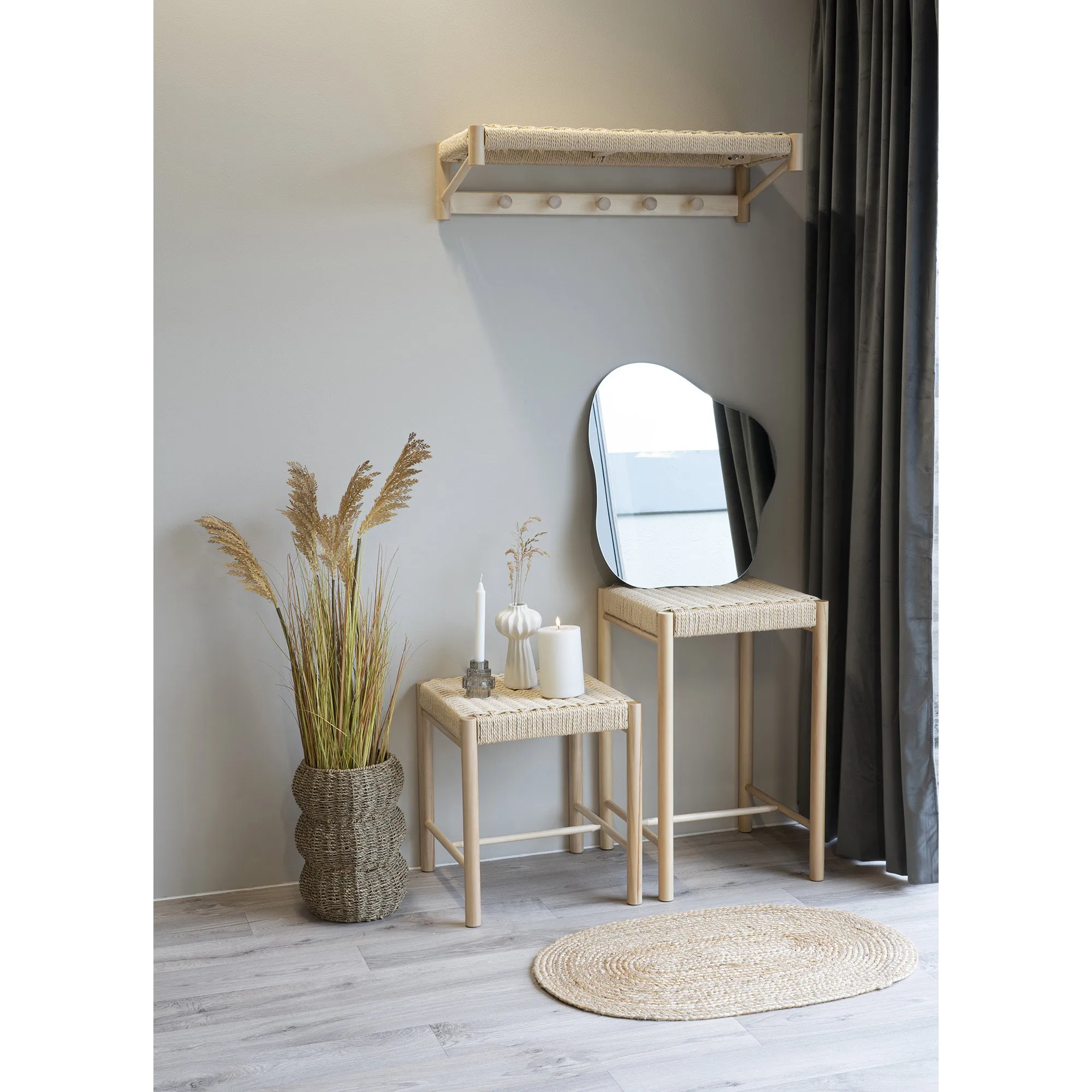 tinkaro Abano Hocker mit Korbgeflecht-Sitz 42x42x46,5 cm Natur