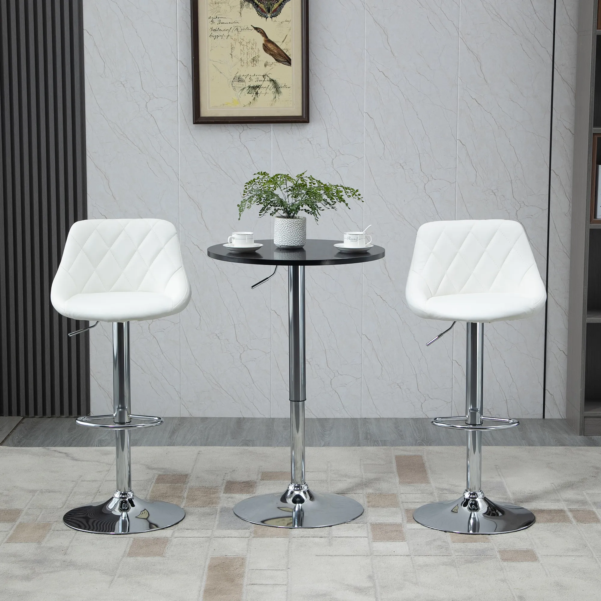 Bartisch modern rund Esstisch 360° Drehtisch höhenverstellbarer Bistrotisch Stehtisch Küchentisch Stahl Schwarz Ø61 x 70-90 cm