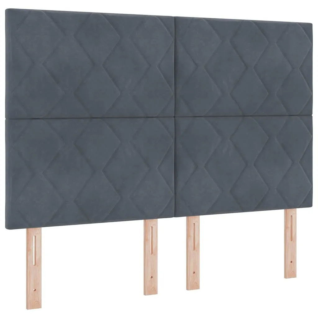 Boxspringbett Samt Dunkelgrau 140x200 cm mit verstellbarem Kopfteil