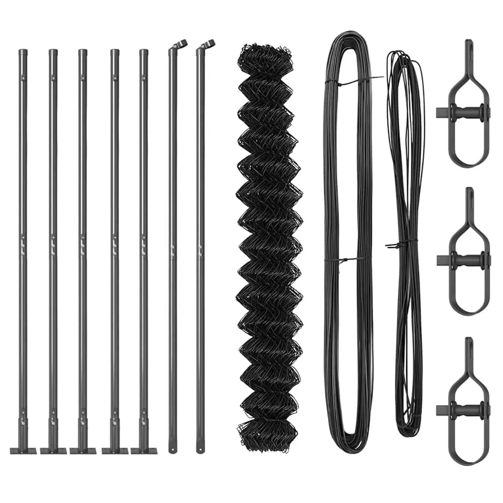 Zaunpfosten Set Grau 1000 x 3,2 x 140 cm