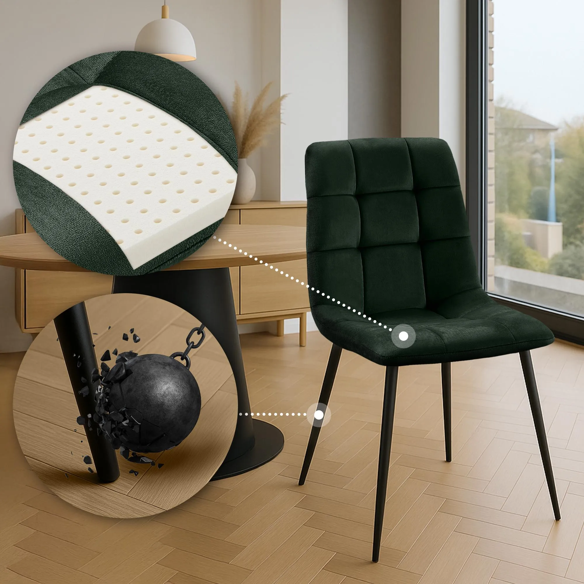 2er Set Esszimmerstühle Tilde 84x45x55 cm grün