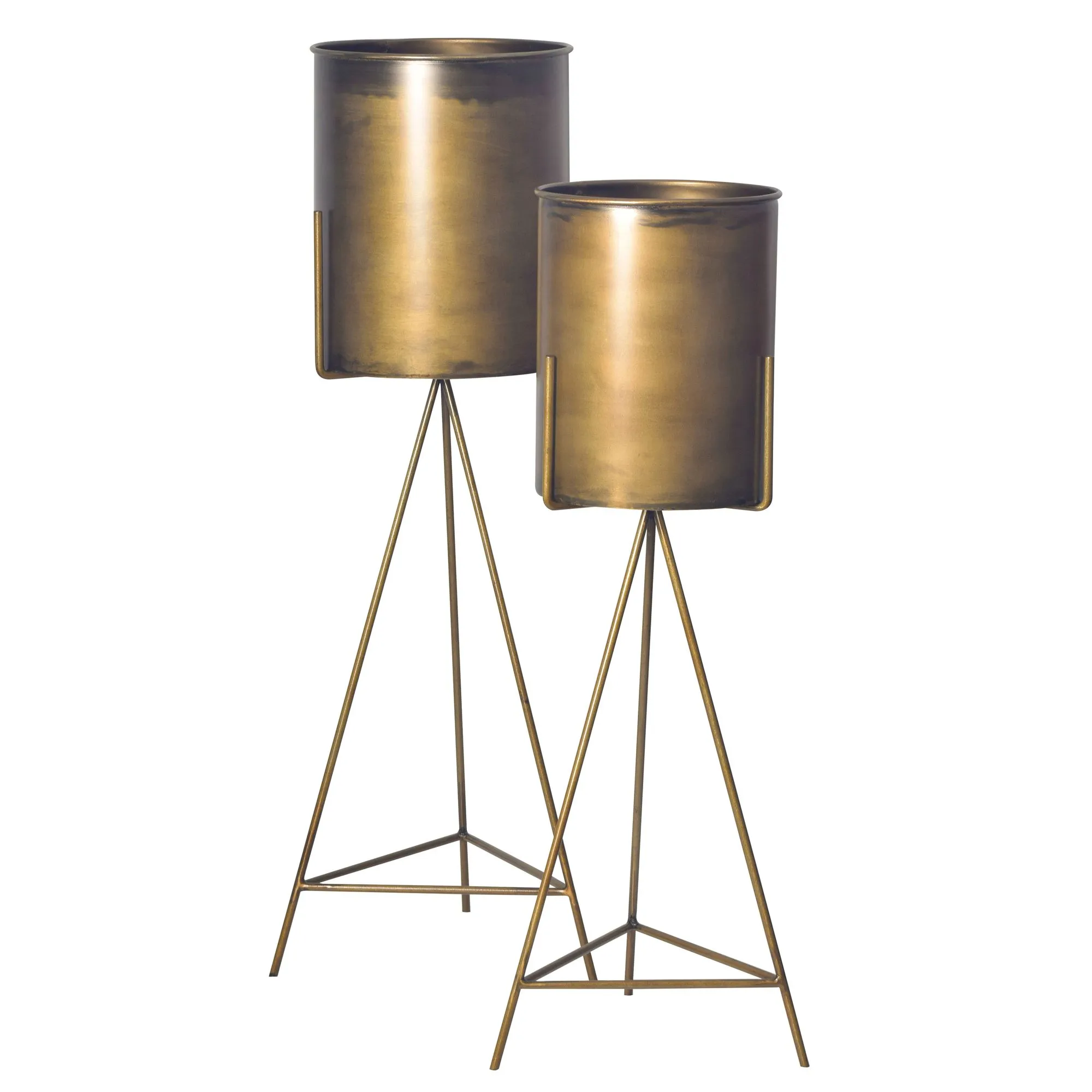 Blumentopf 2er Set Metall Pflanzkübel Gold mit Gestell