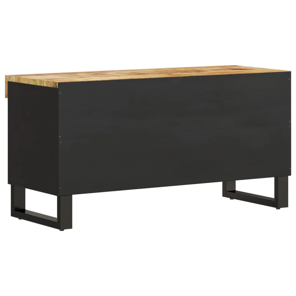 TV-Schrank aus Vollholz mit Eisenbeinen, 85 x 33 x 43,5 cm, Naturfarben