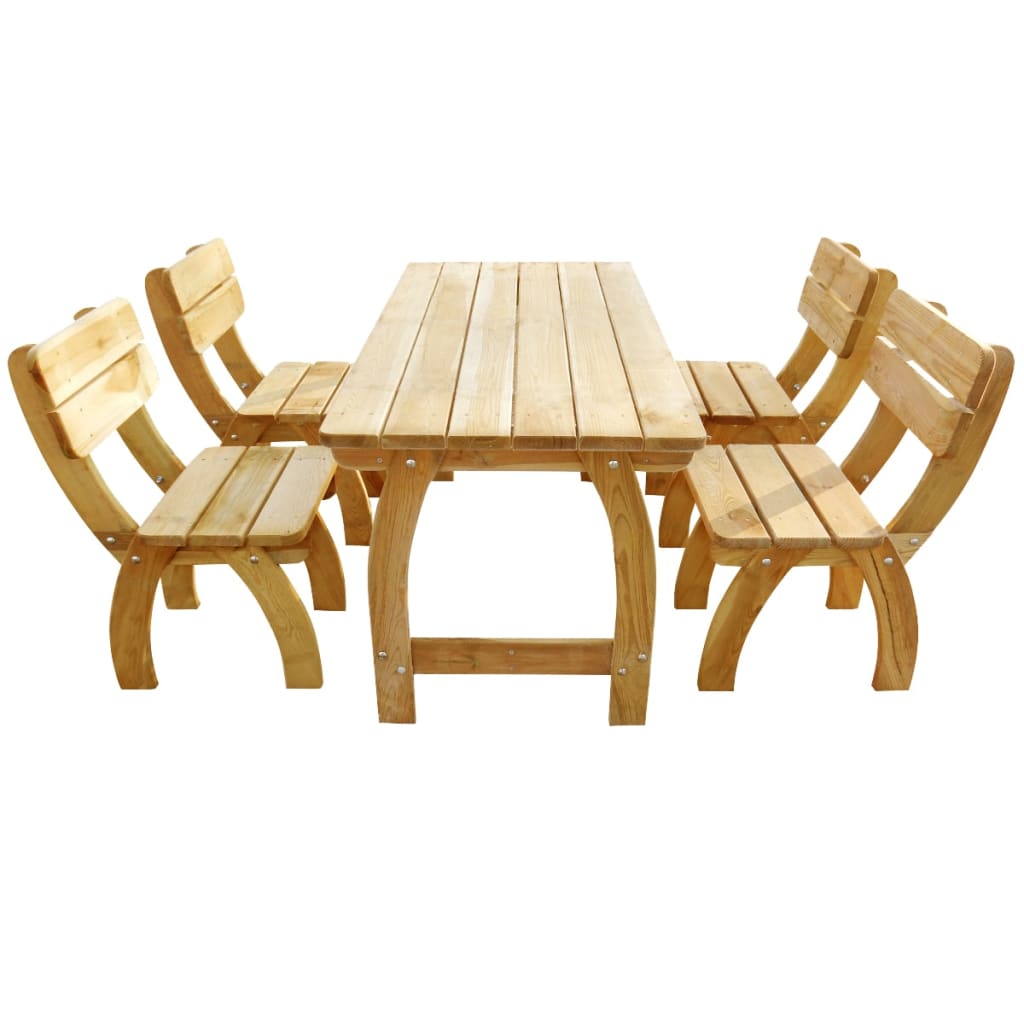 Gartenmöbel-Set Massivholz Grün imprägniert 150x74x75 cm Tisch & Stühle