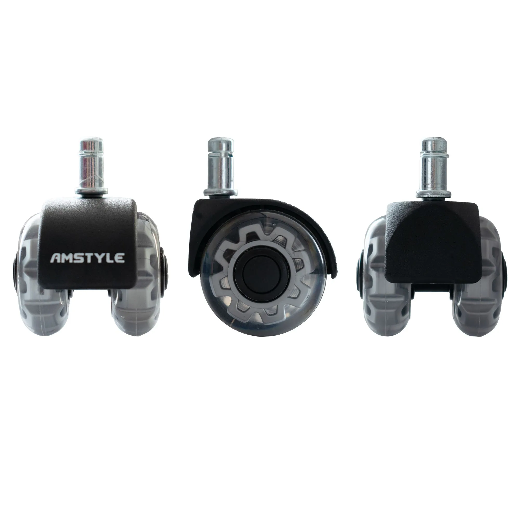 Amstyle 5er Set leichtgängige Universal-Schwerlastrollen für Bürostuhl 11 mm Stift / Durchmesser 50 mm