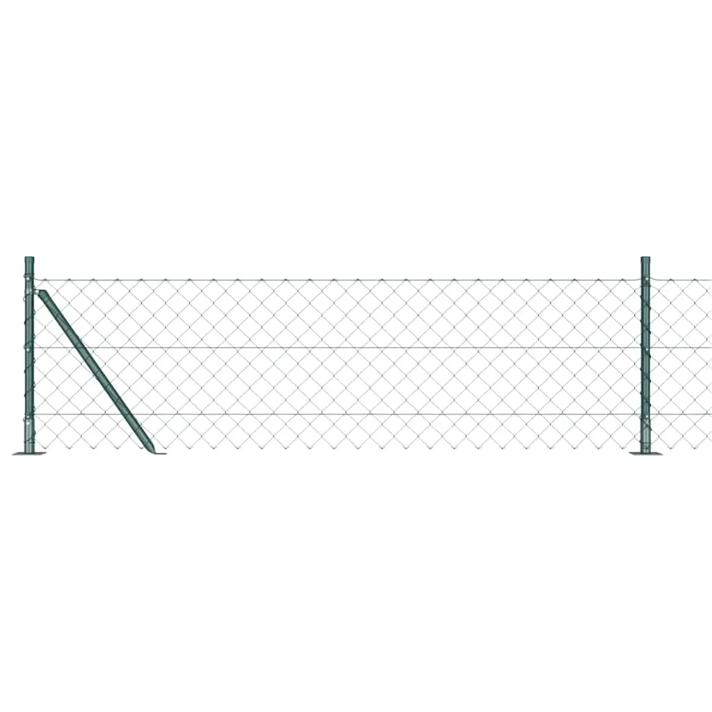 Zaunpfosten-Set aus Stahl und PVC Grün 1000 x 3,2 x 60 cm