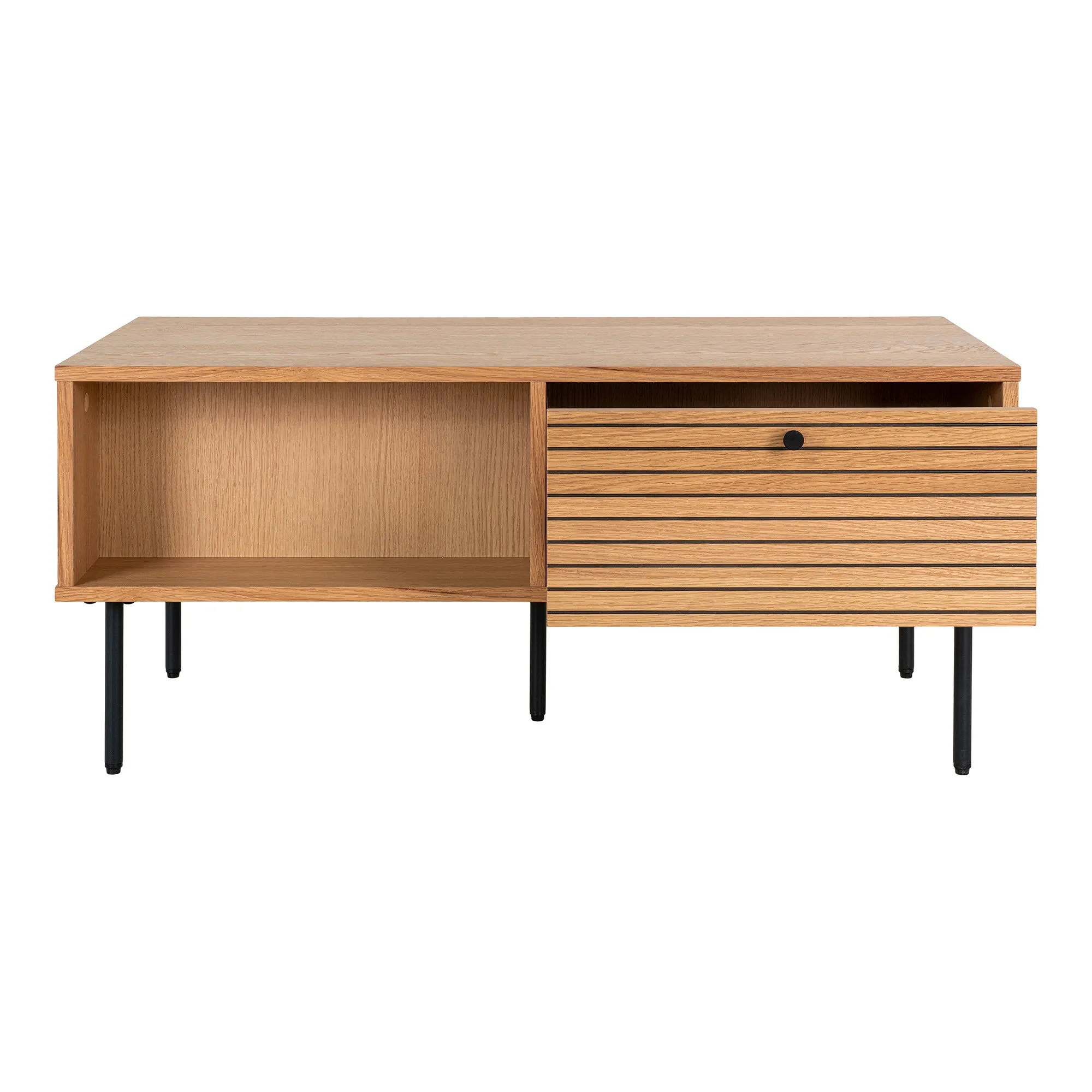 tinkaro Couchtisch Kyoto 2 Schubladen 100x50x45 cm Eiche Natur